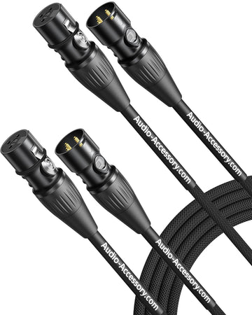 XLR Cable 10ft 2-Pack, Rean Connectors from Neutrik, Braided Cable